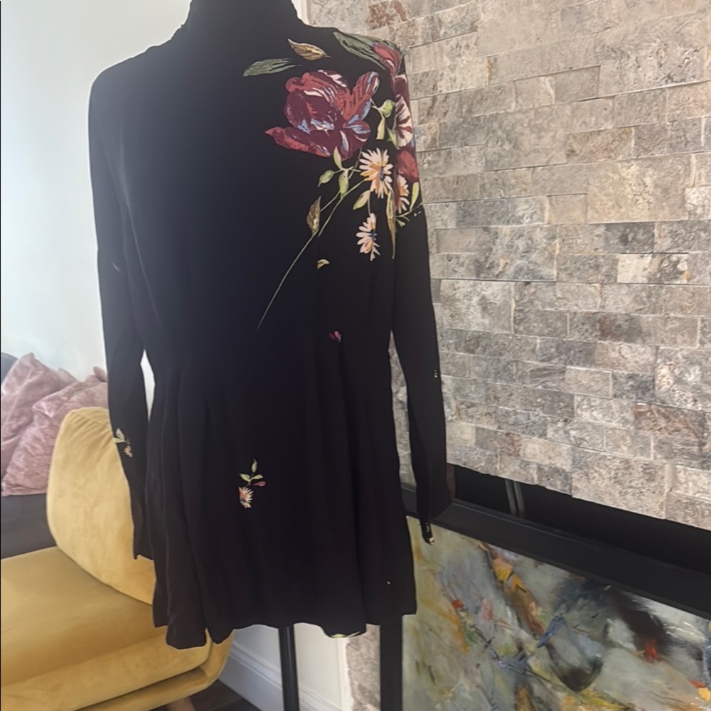 Free People Black and Pink Fit and Flare Long Sleeve Dress or top  it is up to